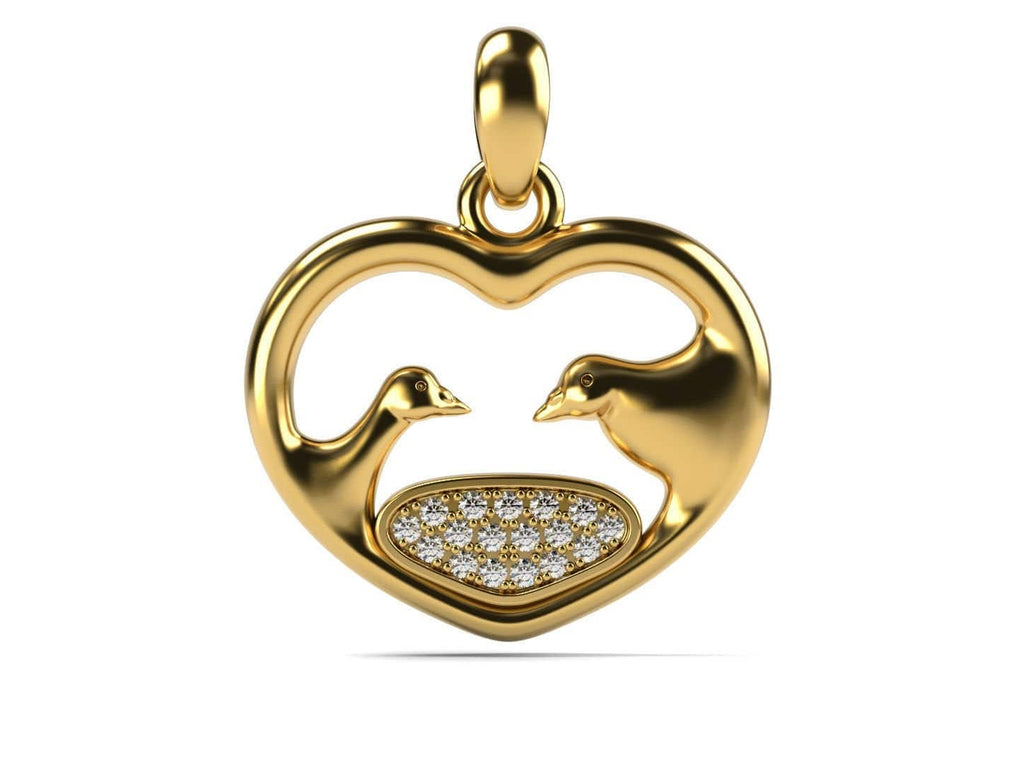 Lovey Dovey Bird Pendant *Moissanite With 10k/14k/18k White, Yellow, Rose, Green Gold, Gold Plated & Silver* Animal Heart Charm Necklace | Loni Design Group |   | Men's jewelery|Mens jewelery| Men's pendants| men's necklace|mens Pendants| skull jewelry|Ladies Jewellery| Ladies pendants|ladies skull ring| skull wedding ring| Snake jewelry| gold| silver| Platnium|