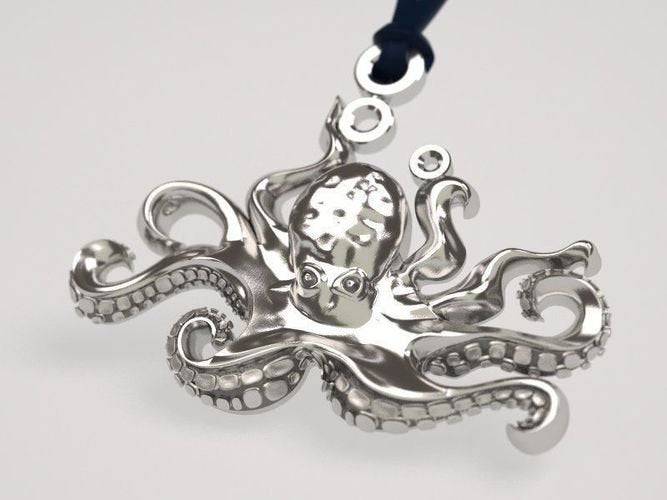 Inky Octopus Pendant  *10k/14k/18k White, Yellow, Rose, Green Gold, Gold Plated & Silver* Animal Squid Tentacle Fish Necklace Charm Gift | Loni Design Group |   | Men's jewelery|Mens jewelery| Men's pendants| men's necklace|mens Pendants| skull jewelry|Ladies Jewellery| Ladies pendants|ladies skull ring| skull wedding ring| Snake jewelry| gold| silver| Platnium|
