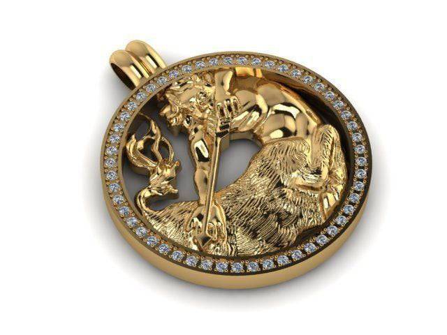 Curious Sagittarius Pendant *Moissanite With 10k/14k/18k White, Yellow, Rose, Green Gold, Gold Plated & Silver* Zodiac Astrology Charm Gift | Loni Design Group |   | Men's jewelery|Mens jewelery| Men's pendants| men's necklace|mens Pendants| skull jewelry|Ladies Jewellery| Ladies pendants|ladies skull ring| skull wedding ring| Snake jewelry| gold| silver| Platnium|