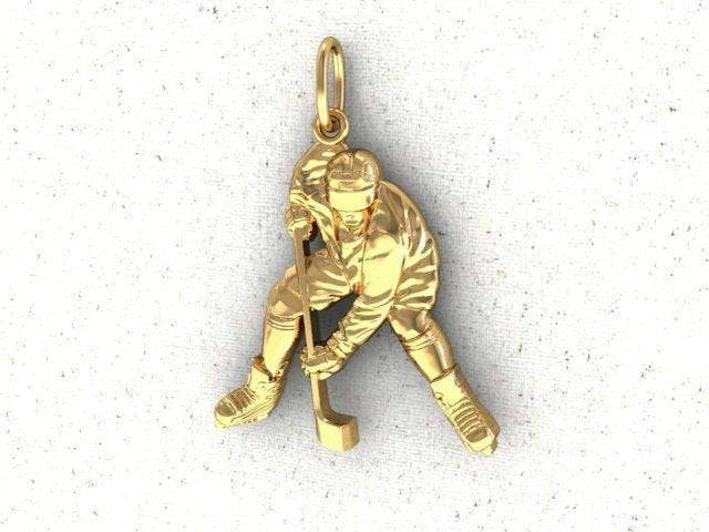 Captain Hockey Pendant  *10k/14k/18k White, Yellow, Rose, Green Gold, Gold Plated & Silver* NHL Puck Ice Sports Stick Skate Charm Necklace | Loni Design Group |   | Men's jewelery|Mens jewelery| Men's pendants| men's necklace|mens Pendants| skull jewelry|Ladies Jewellery| Ladies pendants|ladies skull ring| skull wedding ring| Snake jewelry| gold| silver| Platnium|