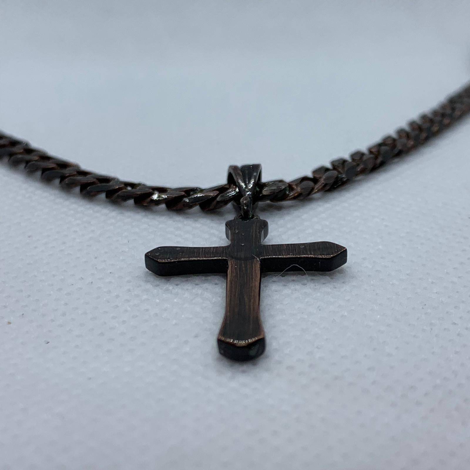 Twister Mens Necklace Western Cross Inlaid Tooled Leather Silver Box Chain  22 in | eBay