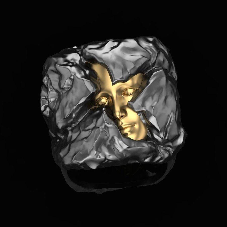Trapped Face Ring | Loni Design Group | Rings  | Men's jewelery|Mens jewelery| Men's pendants| men's necklace|mens Pendants| skull jewelry|Ladies Jewellery| Ladies pendants|ladies skull ring| skull wedding ring| Snake jewelry| gold| silver| Platnium|