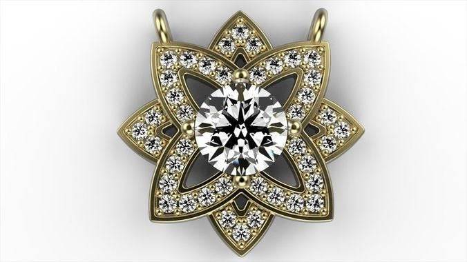 Ainsley Flower Pendant *0.70 Carat Moissanite With 10k/14k/18k White, Yellow, Rose, Green Gold, Gold Plated & Silver* Nature Charm Necklace | Loni Design Group |   | Men's jewelery|Mens jewelery| Men's pendants| men's necklace|mens Pendants| skull jewelry|Ladies Jewellery| Ladies pendants|ladies skull ring| skull wedding ring| Snake jewelry| gold| silver| Platnium|