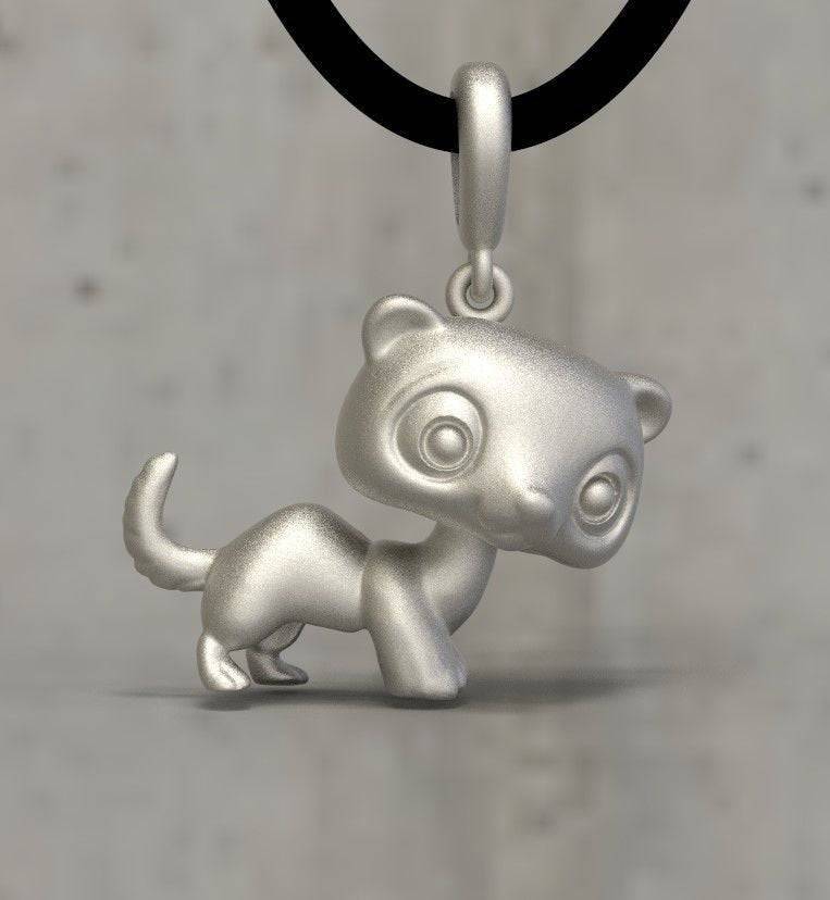 Minerva Mink Pendant *10k/14k/18k White, Yellow, Rose, Green Gold, Gold Plated & Silver* Animal Squirrel Weasel Cat Pet Vet Charm Necklace | Loni Design Group |   | Men's jewelery|Mens jewelery| Men's pendants| men's necklace|mens Pendants| skull jewelry|Ladies Jewellery| Ladies pendants|ladies skull ring| skull wedding ring| Snake jewelry| gold| silver| Platnium|