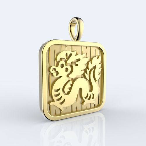 Imaginative Year Of The Dragon Pendant *10k/14k/18k White, Yellow, Rose, Green Gold, Gold Plated & Silver* Chinese Zodiac Horoscope Charm | Loni Design Group |   | Men's jewelery|Mens jewelery| Men's pendants| men's necklace|mens Pendants| skull jewelry|Ladies Jewellery| Ladies pendants|ladies skull ring| skull wedding ring| Snake jewelry| gold| silver| Platnium|