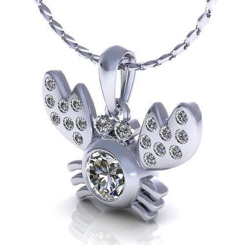 Clawdia Crab Pendant *0.83 Carat Moissanite With 10k/14k/18k White, Yellow Rose Green Gold, Gold Plated & Silver* Animal Lobster Fish Charm | Loni Design Group |   | Men's jewelery|Mens jewelery| Men's pendants| men's necklace|mens Pendants| skull jewelry|Ladies Jewellery| Ladies pendants|ladies skull ring| skull wedding ring| Snake jewelry| gold| silver| Platnium|