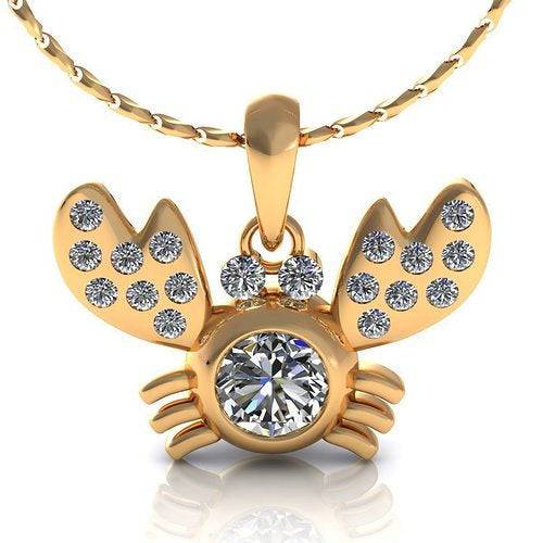 Clawdia Crab Pendant *0.83 Carat Moissanite With 10k/14k/18k White, Yellow Rose Green Gold, Gold Plated & Silver* Animal Lobster Fish Charm | Loni Design Group |   | Men's jewelery|Mens jewelery| Men's pendants| men's necklace|mens Pendants| skull jewelry|Ladies Jewellery| Ladies pendants|ladies skull ring| skull wedding ring| Snake jewelry| gold| silver| Platnium|