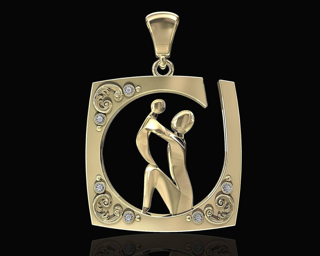 Happy Family Pendant *Moissanite With 10k/14k/18k White, Yellow, Rose, Green Gold, Gold Plated & Silver* Baby Boy Girl Child Mom Dad Charm | Loni Design Group |   | Men's jewelery|Mens jewelery| Men's pendants| men's necklace|mens Pendants| skull jewelry|Ladies Jewellery| Ladies pendants|ladies skull ring| skull wedding ring| Snake jewelry| gold| silver| Platnium|