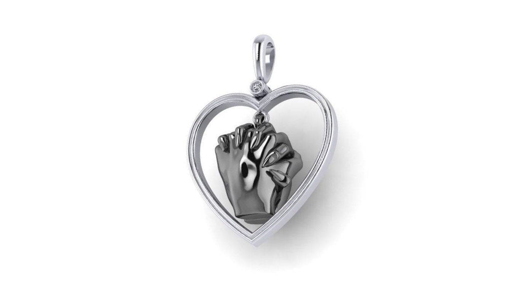 Holding Hands Pendant *Moissanite With 10k/14k/18k White, Yellow, Rose, Green Gold, Gold Plated & Silver* Heart Love Charm Necklace Gift | Loni Design Group |   | Men's jewelery|Mens jewelery| Men's pendants| men's necklace|mens Pendants| skull jewelry|Ladies Jewellery| Ladies pendants|ladies skull ring| skull wedding ring| Snake jewelry| gold| silver| Platnium|