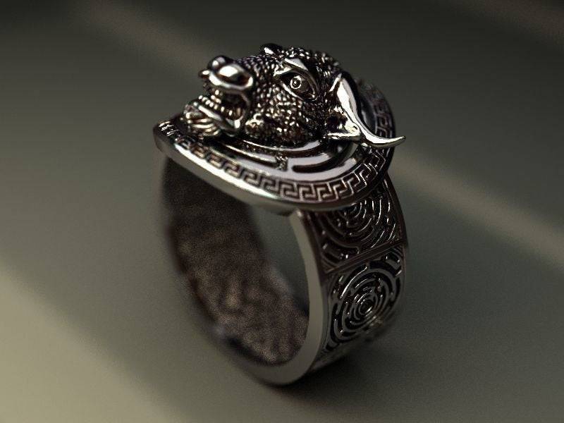 Chutzpar Minotaur Ring | Loni Design Group | Rings  | Men's jewelery|Mens jewelery| Men's pendants| men's necklace|mens Pendants| skull jewelry|Ladies Jewellery| Ladies pendants|ladies skull ring| skull wedding ring| Snake jewelry| gold| silver| Platnium|