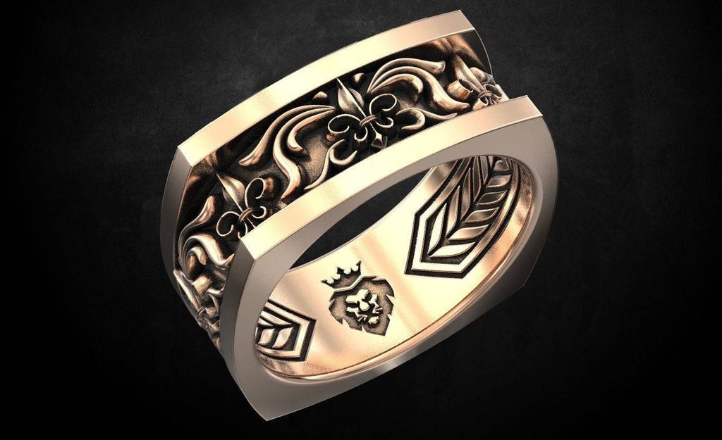 Royal Heraldic Lily Ring | Loni Design Group | Rings  | Men's jewelery|Mens jewelery| Men's pendants| men's necklace|mens Pendants| skull jewelry|Ladies Jewellery| Ladies pendants|ladies skull ring| skull wedding ring| Snake jewelry| gold| silver| Platnium|