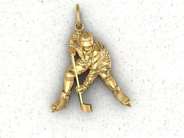 Captain Hockey Pendant  *10k/14k/18k White, Yellow, Rose, Green Gold, Gold Plated & Silver* NHL Puck Ice Sports Stick Skate Charm Necklace | Loni Design Group |   | Men's jewelery|Mens jewelery| Men's pendants| men's necklace|mens Pendants| skull jewelry|Ladies Jewellery| Ladies pendants|ladies skull ring| skull wedding ring| Snake jewelry| gold| silver| Platnium|