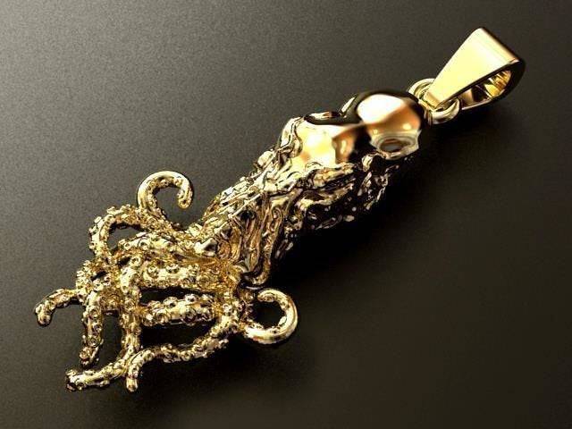 Octavius Octopus Pendant  *10k/14k/18k White, Yellow, Rose Green Gold, Gold Plated & Silver* Animal Squid Tentacle Fish Boat Necklace Charm | Loni Design Group |   | Men's jewelery|Mens jewelery| Men's pendants| men's necklace|mens Pendants| skull jewelry|Ladies Jewellery| Ladies pendants|ladies skull ring| skull wedding ring| Snake jewelry| gold| silver| Platnium|