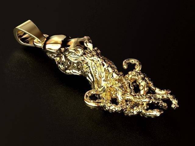 Octavius Octopus Pendant  *10k/14k/18k White, Yellow, Rose Green Gold, Gold Plated & Silver* Animal Squid Tentacle Fish Boat Necklace Charm | Loni Design Group |   | Men's jewelery|Mens jewelery| Men's pendants| men's necklace|mens Pendants| skull jewelry|Ladies Jewellery| Ladies pendants|ladies skull ring| skull wedding ring| Snake jewelry| gold| silver| Platnium|