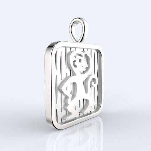 Intelligent Year Of The Monkey Pendant *10k/14k/18k White, Yellow, Rose, Green Gold, Gold Plated & Silver* Chinese Zodiac Horoscope Charm | Loni Design Group |   | Men's jewelery|Mens jewelery| Men's pendants| men's necklace|mens Pendants| skull jewelry|Ladies Jewellery| Ladies pendants|ladies skull ring| skull wedding ring| Snake jewelry| gold| silver| Platnium|