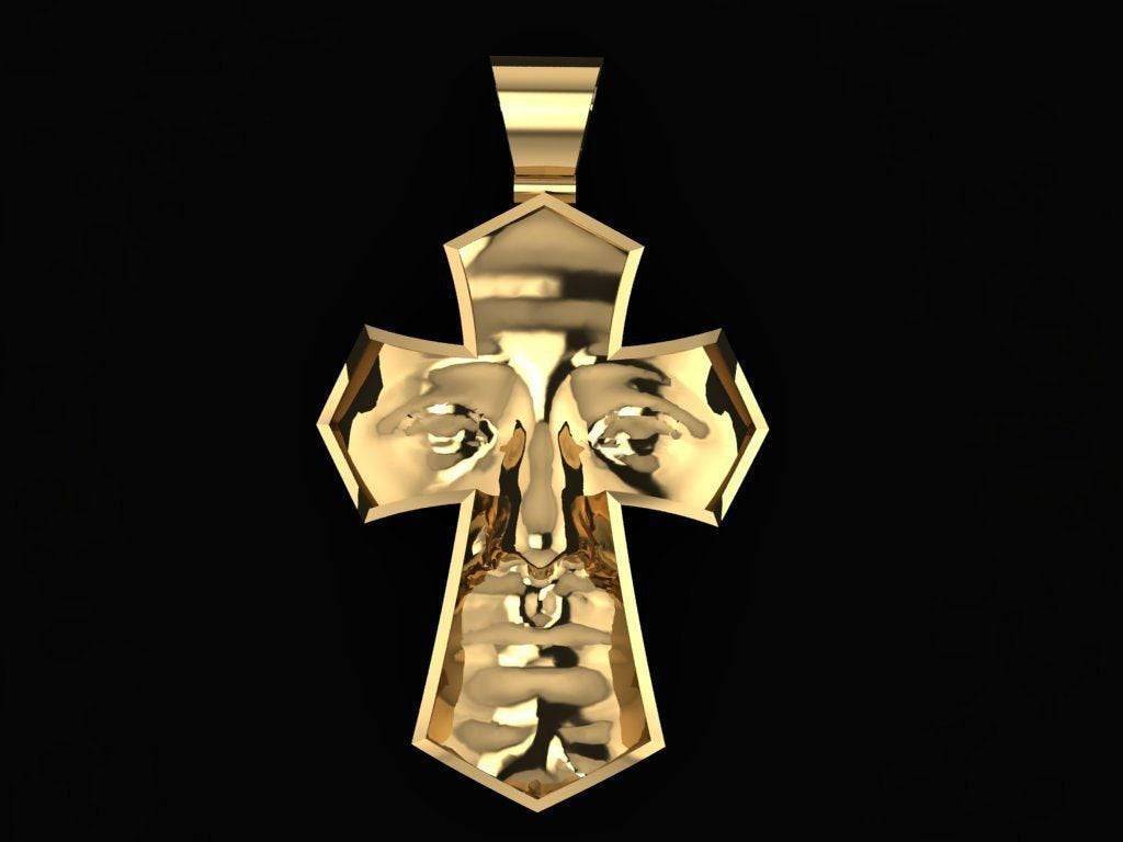 Face Of God Pendant *10k/14k/18k White, Yellow, Rose, Green Gold, Gold Plated & Silver* Cross Crucifix Jesus Christ Charm Necklace Gift | Loni Design Group |   | Men's jewelery|Mens jewelery| Men's pendants| men's necklace|mens Pendants| skull jewelry|Ladies Jewellery| Ladies pendants|ladies skull ring| skull wedding ring| Snake jewelry| gold| silver| Platnium|