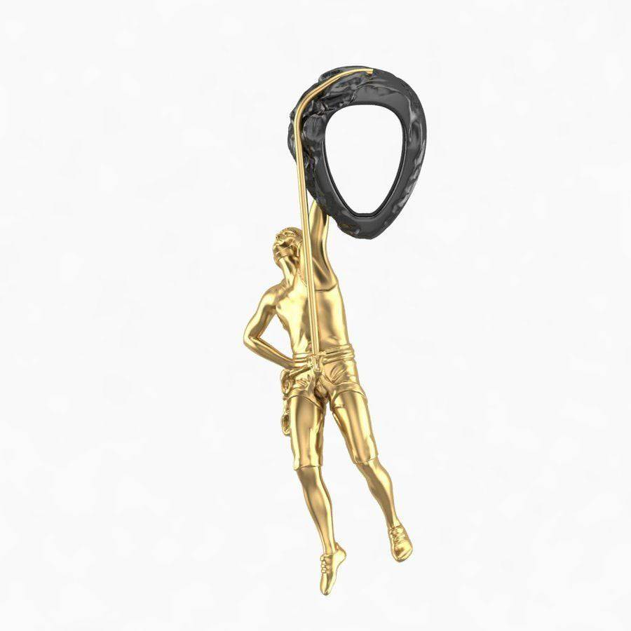 Cliffhanger Climber Pendant *10k/14k/18k White, Yellow, Rose, Green Gold, Gold Plated & Silver* Mountain Climbing Sport Rock Charm Necklace | Loni Design Group |   | Men's jewelery|Mens jewelery| Men's pendants| men's necklace|mens Pendants| skull jewelry|Ladies Jewellery| Ladies pendants|ladies skull ring| skull wedding ring| Snake jewelry| gold| silver| Platnium|