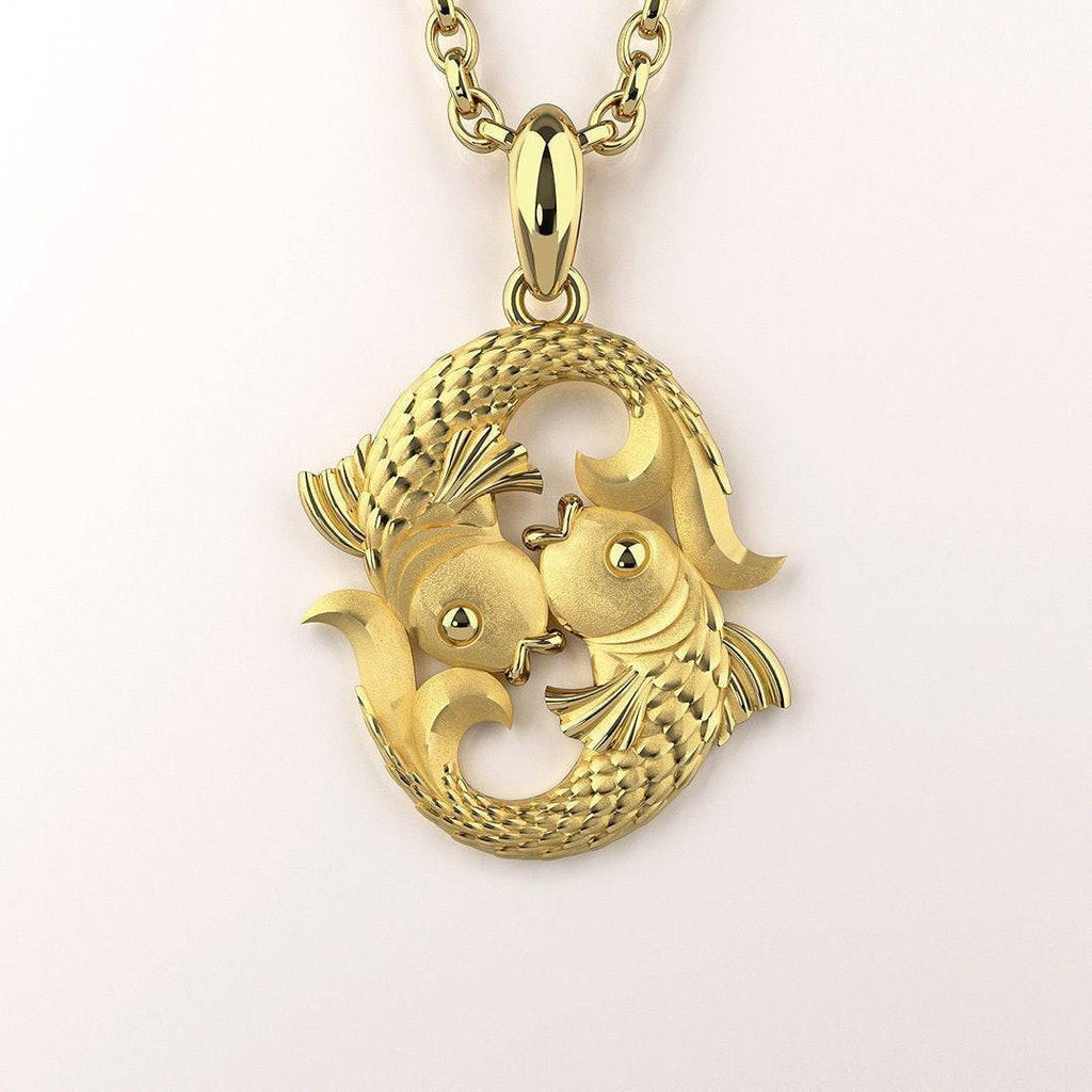 Gentle Pisces Pendant *10k/14k/18k White, Yellow, Rose, Green Gold, Gold Plated & Silver* Zodiac Horoscope Astrology Fish Charm Necklace | Loni Design Group |   | Men's jewelery|Mens jewelery| Men's pendants| men's necklace|mens Pendants| skull jewelry|Ladies Jewellery| Ladies pendants|ladies skull ring| skull wedding ring| Snake jewelry| gold| silver| Platnium|