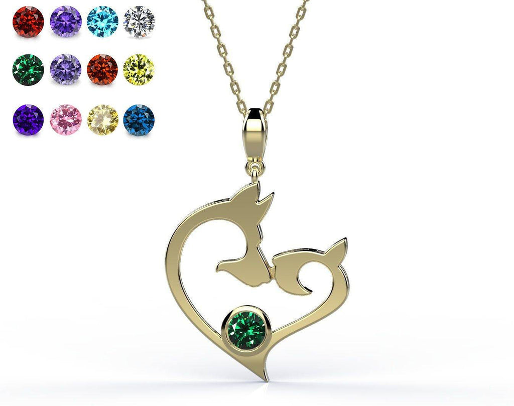 Puppy Love Dog Pendant *Synthetic Birthstone w/ 10k/14k/18k White, Yellow, Rose, Green Gold, Gold Plated & Silver* Pet Animal Friend Heart | Loni Design Group |   | Men's jewelery|Mens jewelery| Men's pendants| men's necklace|mens Pendants| skull jewelry|Ladies Jewellery| Ladies pendants|ladies skull ring| skull wedding ring| Snake jewelry| gold| silver| Platnium|