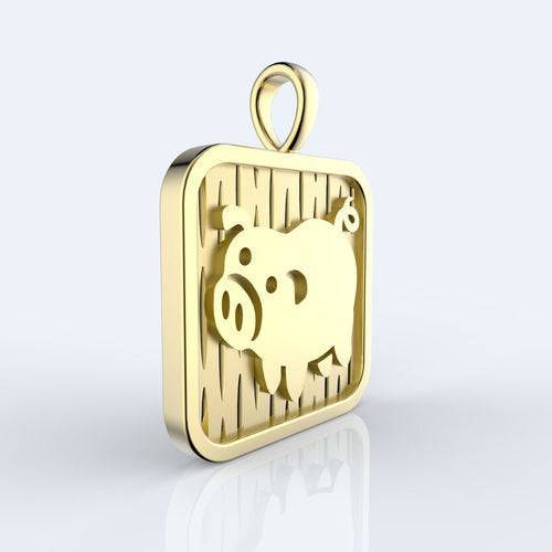 Enthusiastic Year Of The Pig Pendant *10k/14k/18k White, Yellow, Rose, Green Gold, Gold Plated & Silver* Chinese Zodiac Horoscope Charm | Loni Design Group |   | Men's jewelery|Mens jewelery| Men's pendants| men's necklace|mens Pendants| skull jewelry|Ladies Jewellery| Ladies pendants|ladies skull ring| skull wedding ring| Snake jewelry| gold| silver| Platnium|