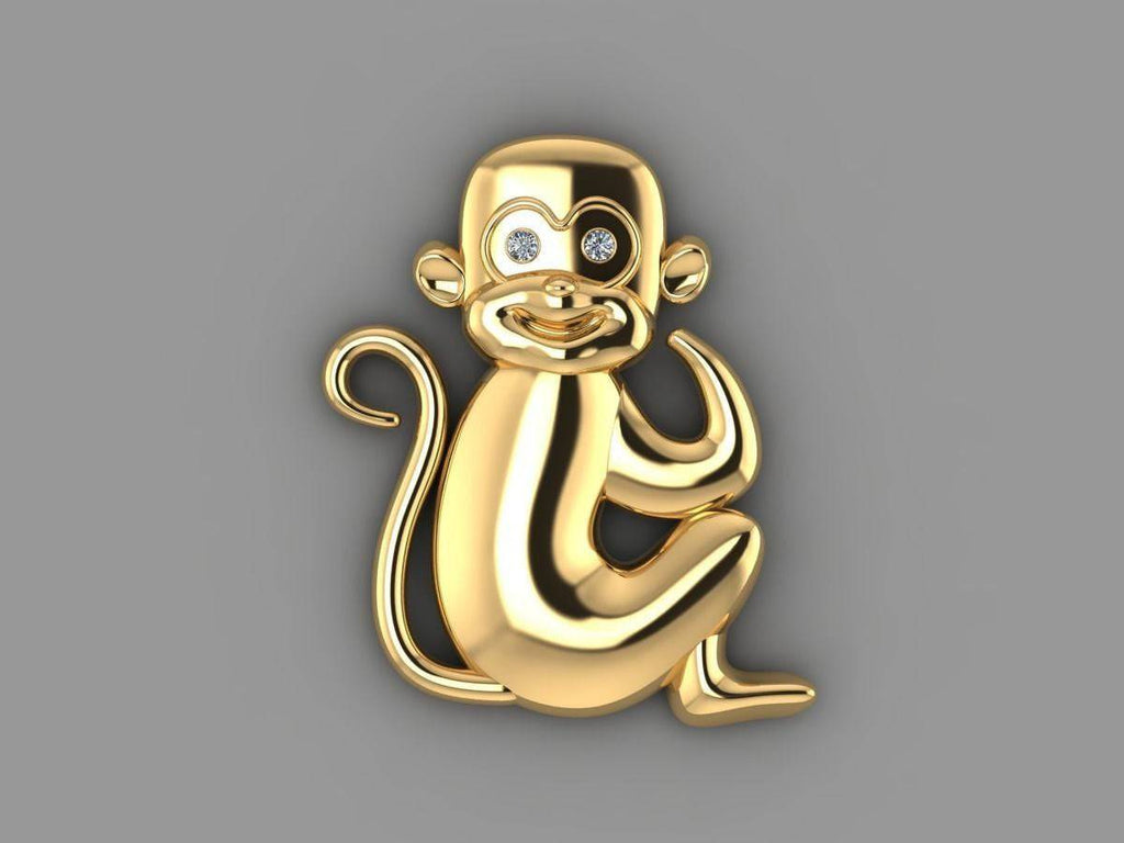 Marcel Monkey Pendant *Moissanite With 10k/14k/18k White, Yellow, Rose, Green Gold, Gold Plated & Silver* Animal Pet Charm Necklace Gift | Loni Design Group |   | Men's jewelery|Mens jewelery| Men's pendants| men's necklace|mens Pendants| skull jewelry|Ladies Jewellery| Ladies pendants|ladies skull ring| skull wedding ring| Snake jewelry| gold| silver| Platnium|