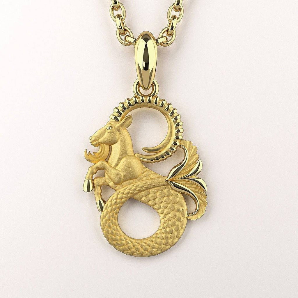 Practical Capricorn Pendant *10k/14k/18k White, Yellow, Rose, Green Gold, Gold Plated & Silver* Zodiac Horoscope Astrology Charm Necklace | Loni Design Group |   | Men's jewelery|Mens jewelery| Men's pendants| men's necklace|mens Pendants| skull jewelry|Ladies Jewellery| Ladies pendants|ladies skull ring| skull wedding ring| Snake jewelry| gold| silver| Platnium|