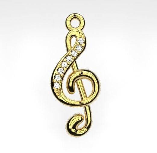 Treble Clef Pendant *Moissanite With 10k/14k/18k White, Yellow, Rose, Green Gold, Gold Plated & Silver* Music Note Karaoke Charm Necklace | Loni Design Group |   | Men's jewelery|Mens jewelery| Men's pendants| men's necklace|mens Pendants| skull jewelry|Ladies Jewellery| Ladies pendants|ladies skull ring| skull wedding ring| Snake jewelry| gold| silver| Platnium|