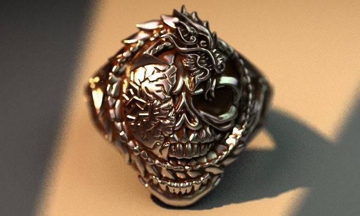 Dragon Skull Ring | Loni Design Group | Rings  | Men's jewelery|Mens jewelery| Men's pendants| men's necklace|mens Pendants| skull jewelry|Ladies Jewellery| Ladies pendants|ladies skull ring| skull wedding ring| Snake jewelry| gold| silver| Platnium|