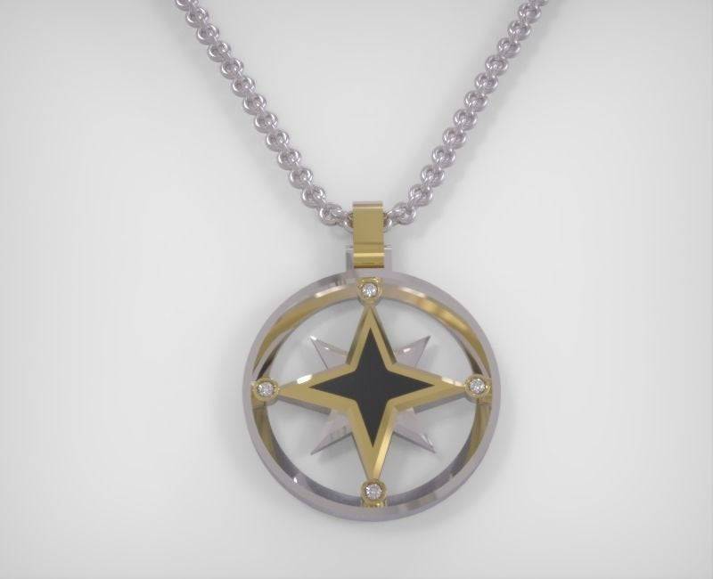Compass Rose Pendant *Moissanite With 10k/14k/18k White, Yellow, Rose, Green Gold, Gold Plated & Silver* Star Travel Boat Charm Necklace | Loni Design Group |   | Men's jewelery|Mens jewelery| Men's pendants| men's necklace|mens Pendants| skull jewelry|Ladies Jewellery| Ladies pendants|ladies skull ring| skull wedding ring| Snake jewelry| gold| silver| Platnium|