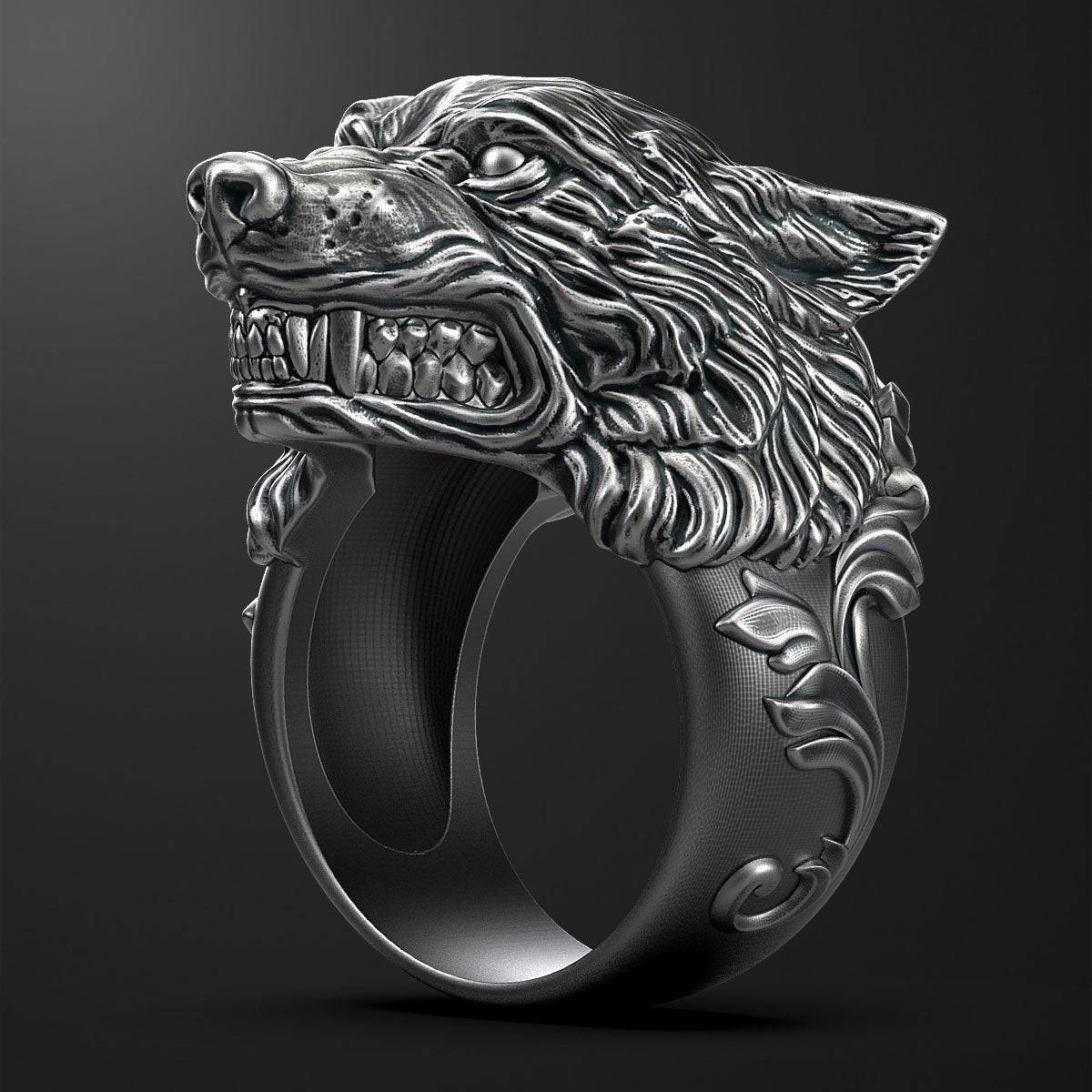 Animal Landscape Scene Wolf Wolves Ring Engraved Flat Black Tungsten Ring -  4mm - 12mm - Roy Rose Jewelry