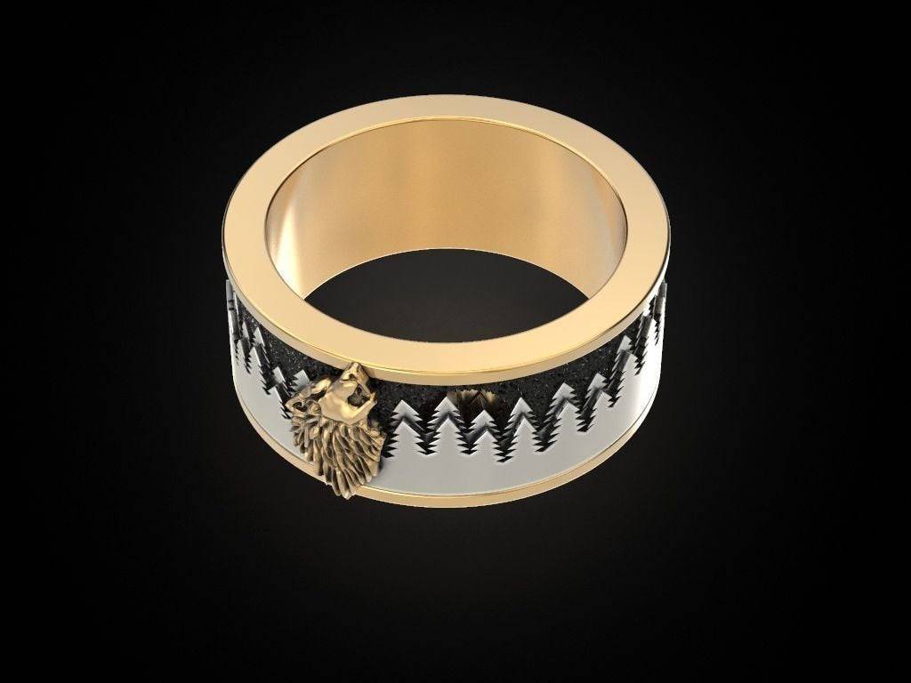 Howling At The Moon Wolf Ring | Loni Design Group | Rings  | Men's jewelery|Mens jewelery| Men's pendants| men's necklace|mens Pendants| skull jewelry|Ladies Jewellery| Ladies pendants|ladies skull ring| skull wedding ring| Snake jewelry| gold| silver| Platnium|