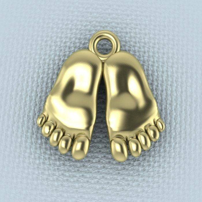Footsie Feet Pendant *10k/14k/18k White, Yellow, Rose, Green Gold, Gold Plated & Silver* Foot Toe Baby Boy Girl Child Mom Dad Family Charm | Loni Design Group |   | Men's jewelery|Mens jewelery| Men's pendants| men's necklace|mens Pendants| skull jewelry|Ladies Jewellery| Ladies pendants|ladies skull ring| skull wedding ring| Snake jewelry| gold| silver| Platnium|