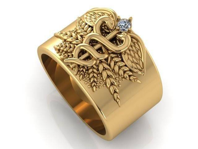 Caduceus Medical Ring | Loni Design Group | Rings  | Men's jewelery|Mens jewelery| Men's pendants| men's necklace|mens Pendants| skull jewelry|Ladies Jewellery| Ladies pendants|ladies skull ring| skull wedding ring| Snake jewelry| gold| silver| Platnium|