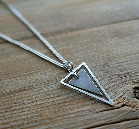 Double Triangle Pendant *10k/14k/18k White, Yellow, Rose, Green Gold, Gold Plated & Silver* Symbol Arrowhead Viking Math Charm Necklace | Loni Design Group |   | Men's jewelery|Mens jewelery| Men's pendants| men's necklace|mens Pendants| skull jewelry|Ladies Jewellery| Ladies pendants|ladies skull ring| skull wedding ring| Snake jewelry| gold| silver| Platnium|