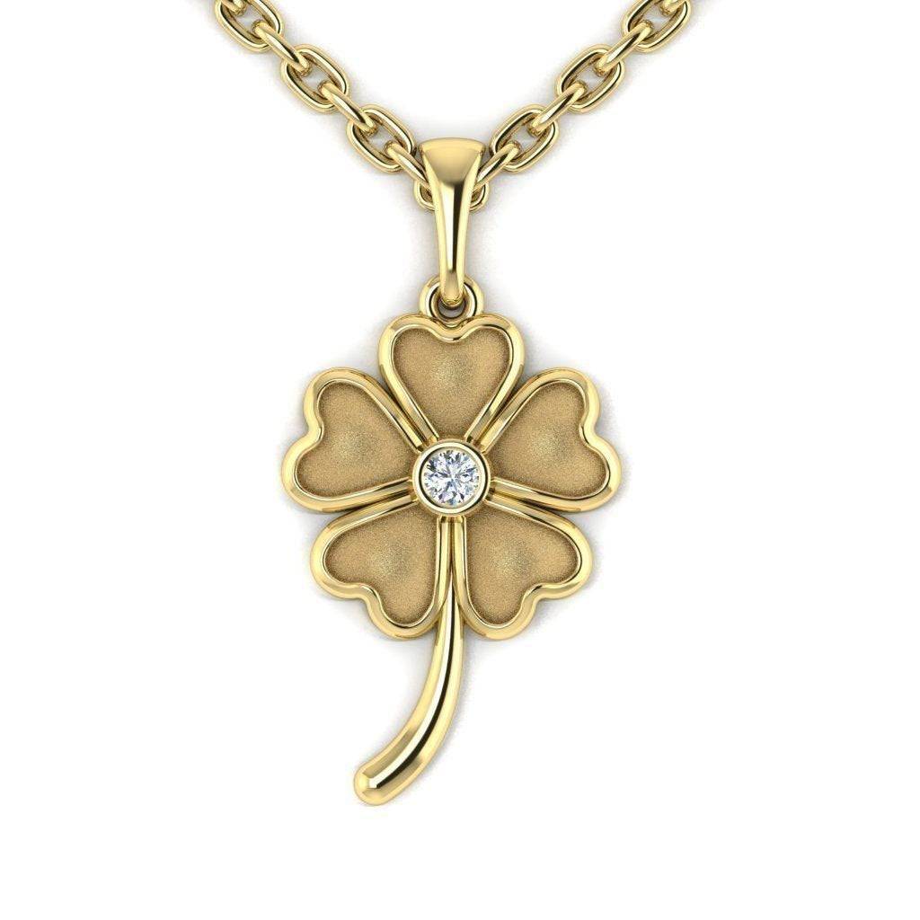 18K Rose Gold White Gold Four Leaf Clover Pendant Necklace