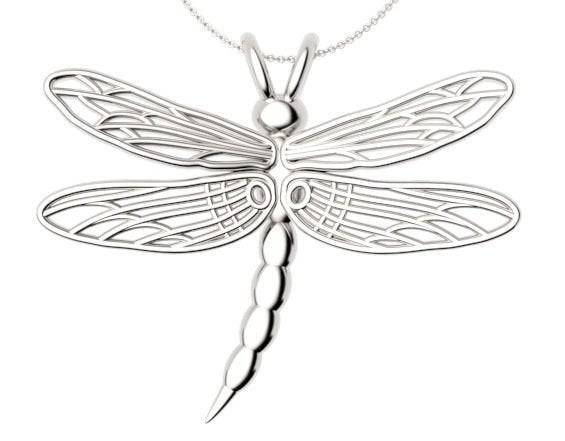 Demoiselle Dragonfly Pendant *10k/14k/18k White, Yellow, Rose, Green Gold, Gold Plated & Silver* Bug Wing Animal Women Girl Charm Necklace | Loni Design Group |   | Men's jewelery|Mens jewelery| Men's pendants| men's necklace|mens Pendants| skull jewelry|Ladies Jewellery| Ladies pendants|ladies skull ring| skull wedding ring| Snake jewelry| gold| silver| Platnium|