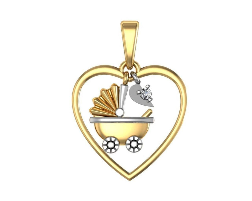 Baby Buggy Pendant *10k/14k/18k White, Yellow, Rose, Green Gold, Gold Plated & Silver* Child Boy Girl Mom Mother Heart Love Charm Necklace | Loni Design Group |   | Men's jewelery|Mens jewelery| Men's pendants| men's necklace|mens Pendants| skull jewelry|Ladies Jewellery| Ladies pendants|ladies skull ring| skull wedding ring| Snake jewelry| gold| silver| Platnium|