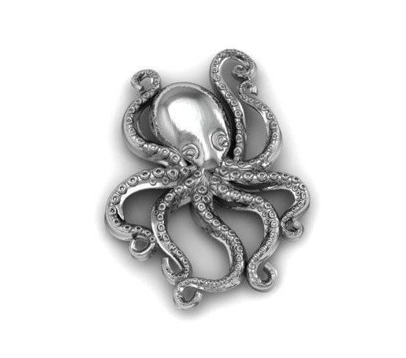 Octavia Octopus Pendant  *10k/14k/18k White, Yellow, Rose Green Gold, Gold Plated & Silver* Animal Squid Tentacle Fish Boat Necklace Charm | Loni Design Group |   | Men's jewelery|Mens jewelery| Men's pendants| men's necklace|mens Pendants| skull jewelry|Ladies Jewellery| Ladies pendants|ladies skull ring| skull wedding ring| Snake jewelry| gold| silver| Platnium|