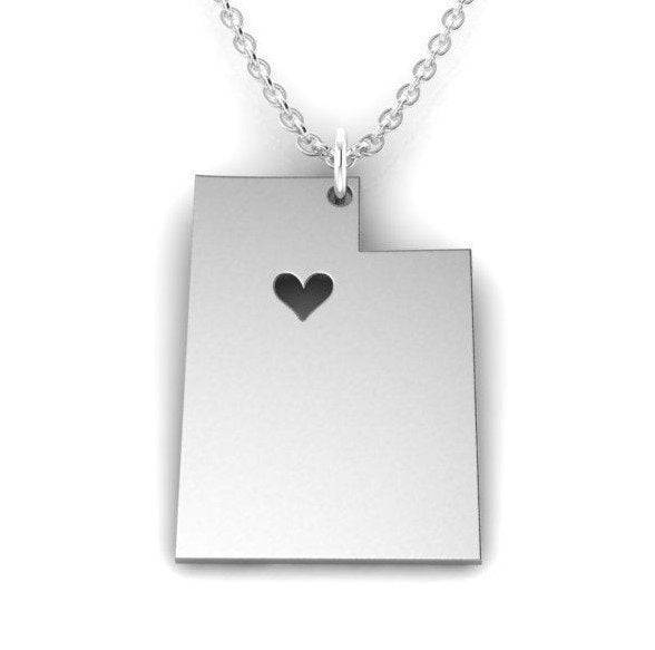 Love Utah Pendant *10k/14k/18k White, Yellow, Rose, Green Gold, Gold Plated & Silver* USA America State Country Heart Charm Necklace Gift | Loni Design Group |   | Men's jewelery|Mens jewelery| Men's pendants| men's necklace|mens Pendants| skull jewelry|Ladies Jewellery| Ladies pendants|ladies skull ring| skull wedding ring| Snake jewelry| gold| silver| Platnium|