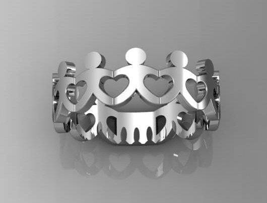 Hand In Hand Boy Ring | Loni Design Group | Rings  | Men's jewelery|Mens jewelery| Men's pendants| men's necklace|mens Pendants| skull jewelry|Ladies Jewellery| Ladies pendants|ladies skull ring| skull wedding ring| Snake jewelry| gold| silver| Platnium|