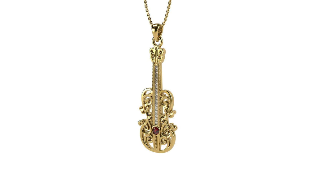 Gaudagnini Violin Pendant *Moissanite With 10k/14k/18k White Yellow Rose Green Gold, Gold Plated & Silver* Music Instrument Orchestra Charm | Loni Design Group |   | Men's jewelery|Mens jewelery| Men's pendants| men's necklace|mens Pendants| skull jewelry|Ladies Jewellery| Ladies pendants|ladies skull ring| skull wedding ring| Snake jewelry| gold| silver| Platnium|