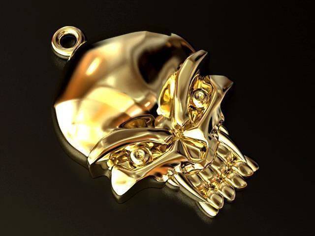 Azazel Skull Pendant *10k/14k/18k White, Yellow, Rose, Green Gold, Gold Plated & Silver* Skeleton Biker Punk Gothic Demonic Charm Necklace | Loni Design Group |   | Men's jewelery|Mens jewelery| Men's pendants| men's necklace|mens Pendants| skull jewelry|Ladies Jewellery| Ladies pendants|ladies skull ring| skull wedding ring| Snake jewelry| gold| silver| Platnium|