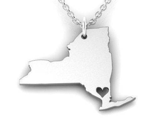 Love New York Pendant *10k/14k/18k White, Yellow, Rose, Green Gold, Gold Plated & Silver* USA America State Manhattan Heart Charm Necklace | Loni Design Group |   | Men's jewelery|Mens jewelery| Men's pendants| men's necklace|mens Pendants| skull jewelry|Ladies Jewellery| Ladies pendants|ladies skull ring| skull wedding ring| Snake jewelry| gold| silver| Platnium|