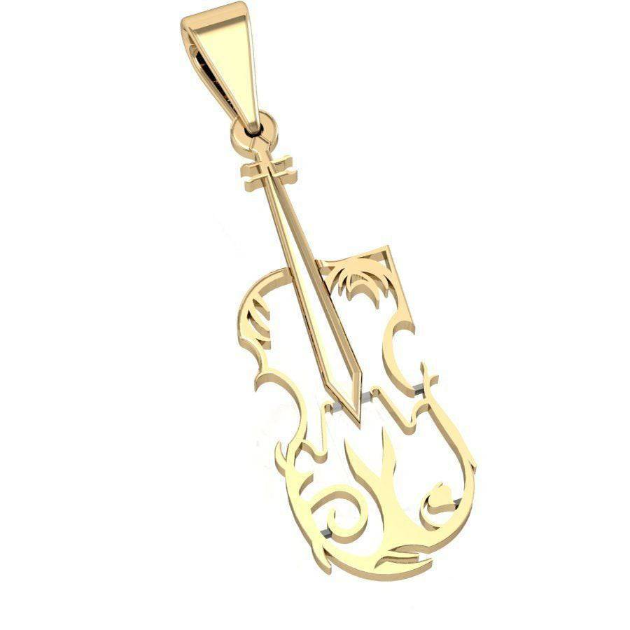 Modern Violin Pendant *10k/14k/18k White, Yellow, Rose, Green Gold, Gold Plated & Silver* Instrument Music Fiddle Band Charm Necklace Gift | Loni Design Group |   | Men's jewelery|Mens jewelery| Men's pendants| men's necklace|mens Pendants| skull jewelry|Ladies Jewellery| Ladies pendants|ladies skull ring| skull wedding ring| Snake jewelry| gold| silver| Platnium|