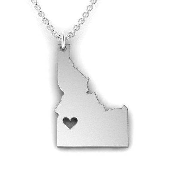 Love Idaho Pendant *10k/14k/18k White, Yellow, Rose, Green Gold, Gold Plated & Silver* USA America State City Boise Heart Charm Necklace | Loni Design Group |   | Men's jewelery|Mens jewelery| Men's pendants| men's necklace|mens Pendants| skull jewelry|Ladies Jewellery| Ladies pendants|ladies skull ring| skull wedding ring| Snake jewelry| gold| silver| Platnium|