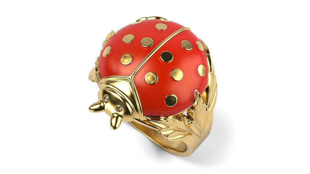 Lovley Ladybug Ring | Loni Design Group | Rings  | Men's jewelery|Mens jewelery| Men's pendants| men's necklace|mens Pendants| skull jewelry|Ladies Jewellery| Ladies pendants|ladies skull ring| skull wedding ring| Snake jewelry| gold| silver| Platnium|