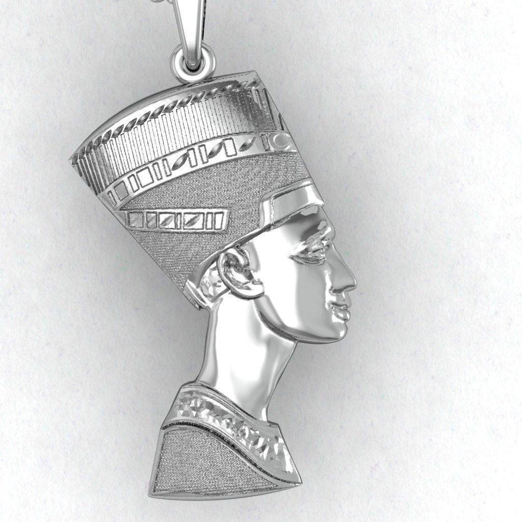 Nefertiti Pendant *10k/14k/18k White, Yellow, Rose, Green Gold, Gold Plated & Silver* Queen Egypt Egyptian Pharaoh Ancient Charm Necklace | Loni Design Group |   | Men's jewelery|Mens jewelery| Men's pendants| men's necklace|mens Pendants| skull jewelry|Ladies Jewellery| Ladies pendants|ladies skull ring| skull wedding ring| Snake jewelry| gold| silver| Platnium|