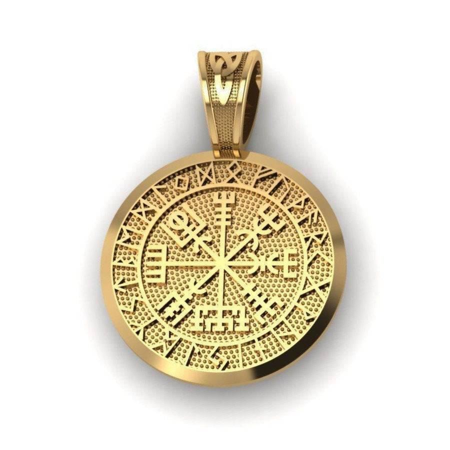 Vegvísir Pendant *10k/14k/18k White, Yellow, Rose, Green Gold, Gold Plated & Silver* Icelandic Norse Nordic Magical Amulet Charm Necklace | Loni Design Group |   | Men's jewelery|Mens jewelery| Men's pendants| men's necklace|mens Pendants| skull jewelry|Ladies Jewellery| Ladies pendants|ladies skull ring| skull wedding ring| Snake jewelry| gold| silver| Platnium|