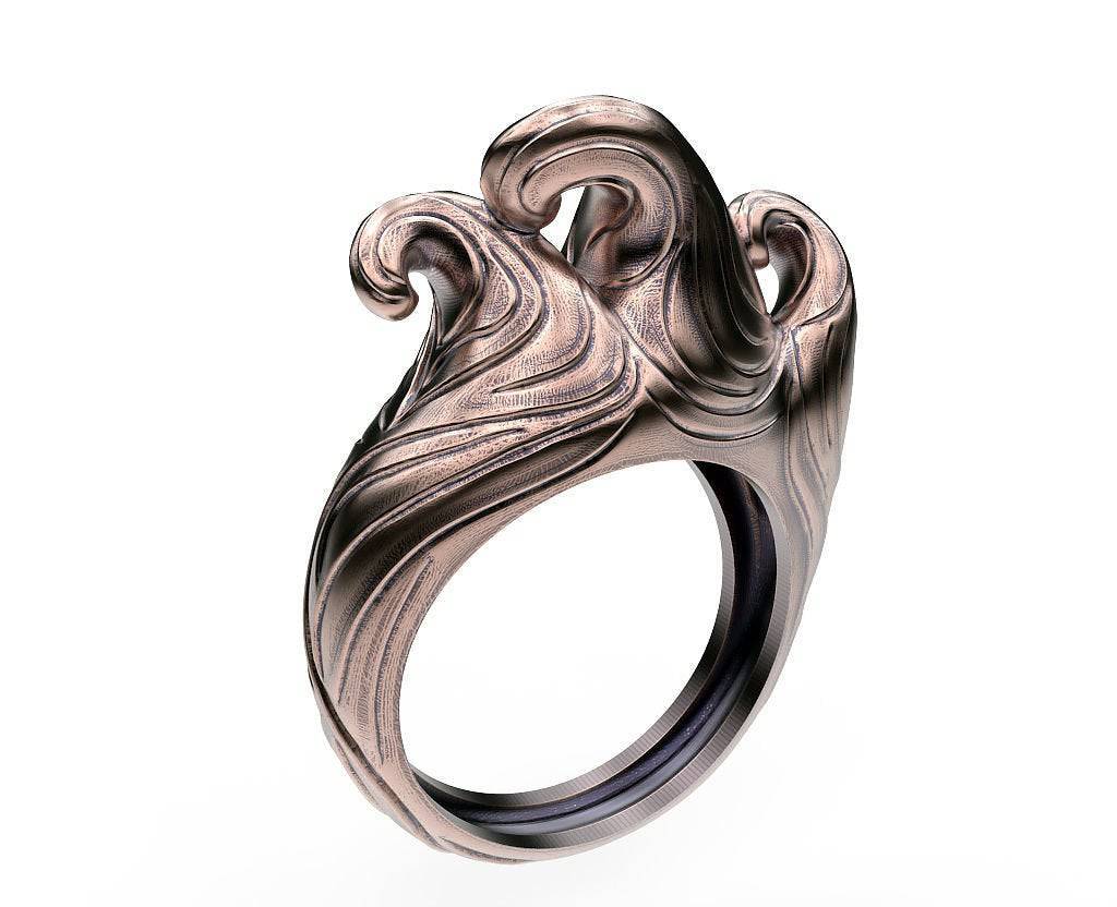 Tsunami Waves Ring | Loni Design Group | Rings  | Men's jewelery|Mens jewelery| Men's pendants| men's necklace|mens Pendants| skull jewelry|Ladies Jewellery| Ladies pendants|ladies skull ring| skull wedding ring| Snake jewelry| gold| silver| Platnium|