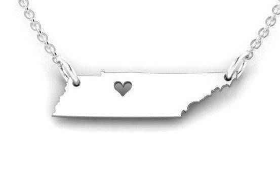 Love Tennessee Pendant *10k/14k/18k White, Yellow, Rose, Green Gold, Gold Plated & Silver* USA America State Country Heart Charm Necklace | Loni Design Group |   | Men's jewelery|Mens jewelery| Men's pendants| men's necklace|mens Pendants| skull jewelry|Ladies Jewellery| Ladies pendants|ladies skull ring| skull wedding ring| Snake jewelry| gold| silver| Platnium|